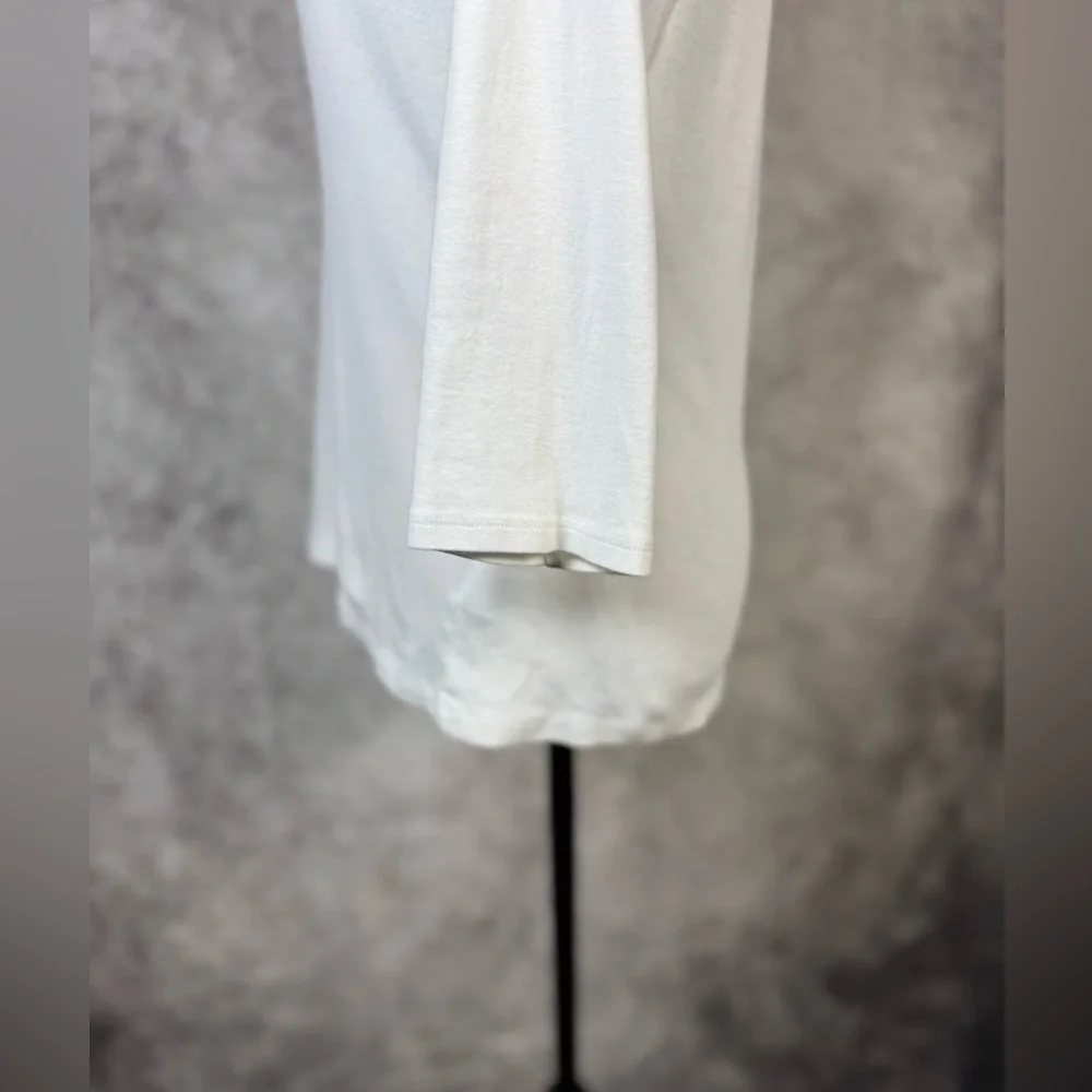 Style & Co. White Cotton Blouse with Silver/Gold Neckline 3/4 Sleeves Size M - Picture 6 of 11